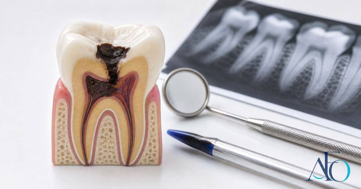 Cárie profunda com indicação de tratamento de canal na AFO Odontologia em Taboão da Serra