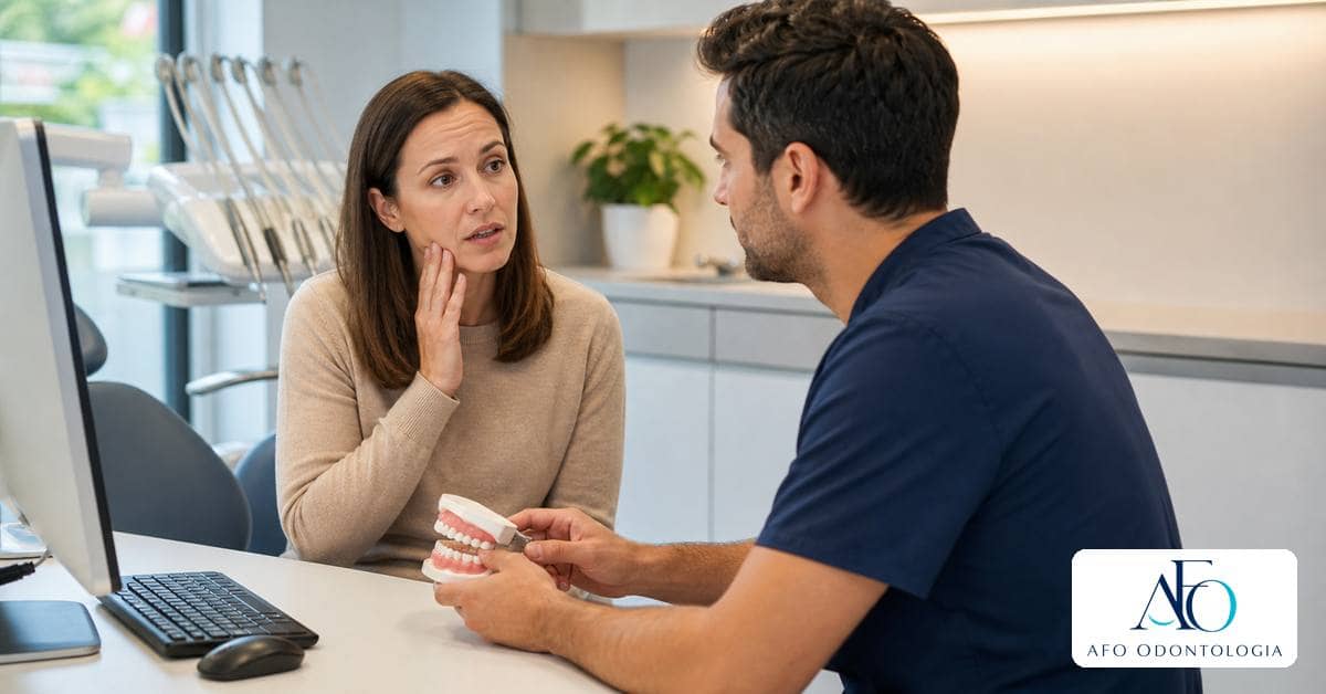 Paciente conversando com dentista sobre apertamento dental