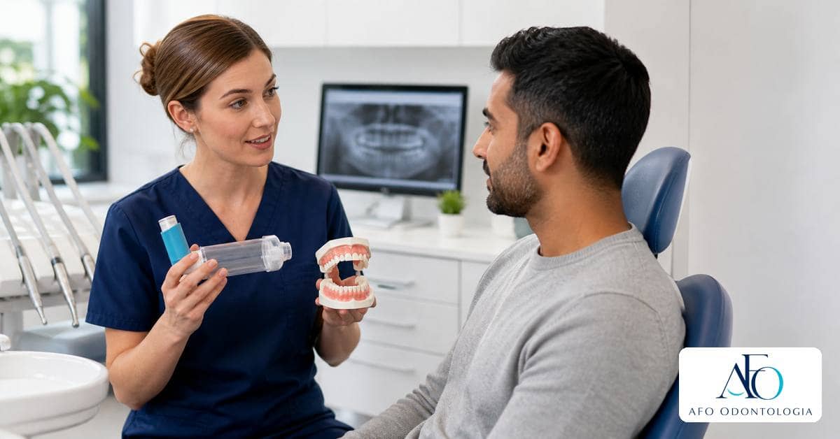 Orientacao odontologica sobre uso de inalador para asma