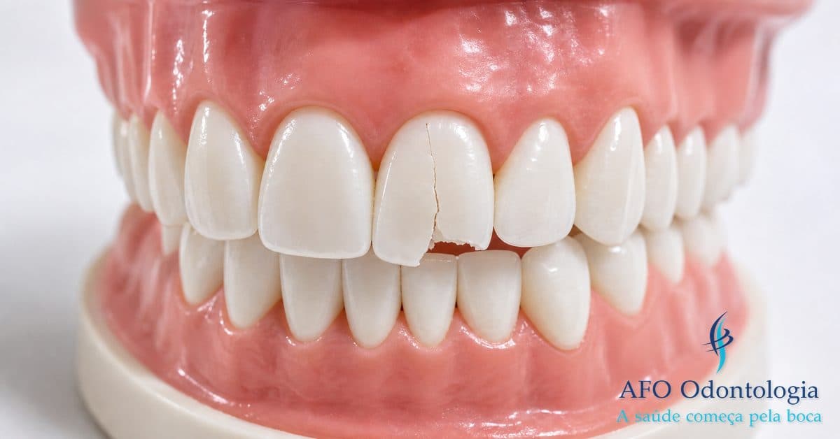 Fratura dentária — dente quebrado requer avaliação imediata do dentista, Taboão da Serra